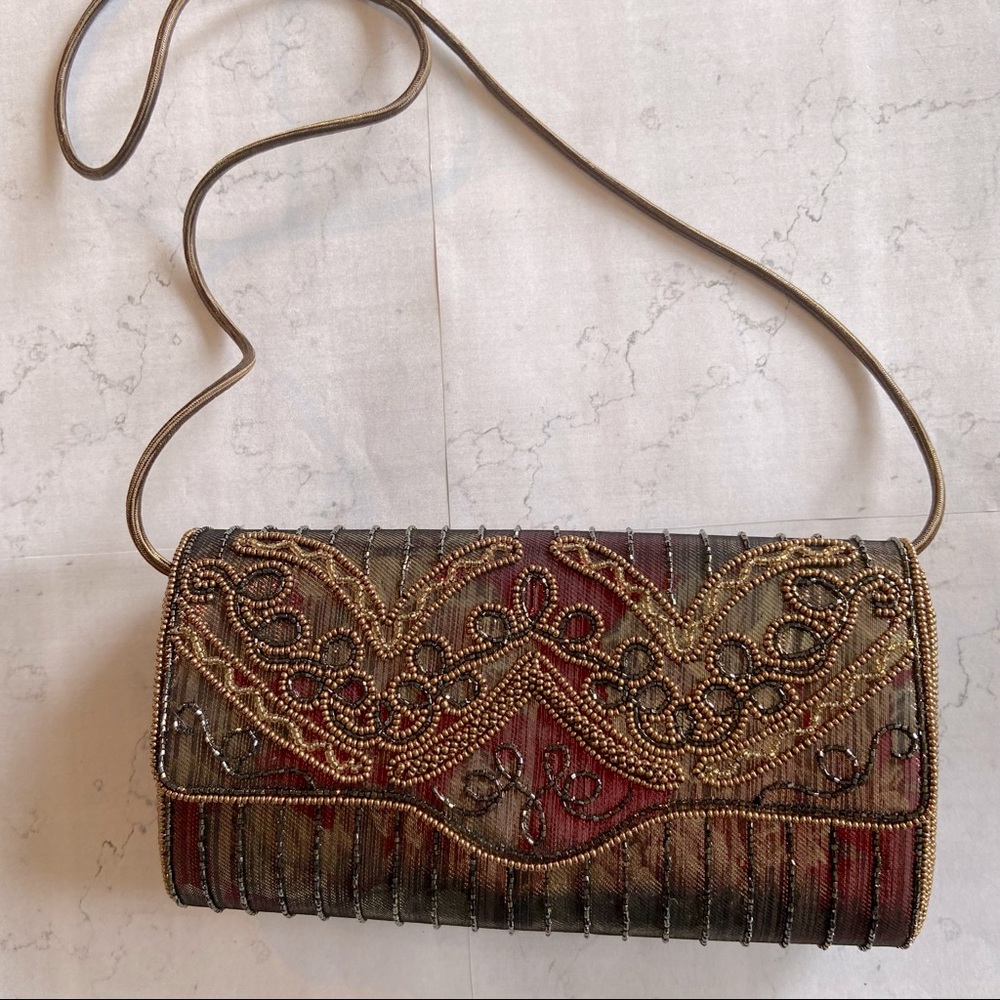 Vintage brown beaded purse